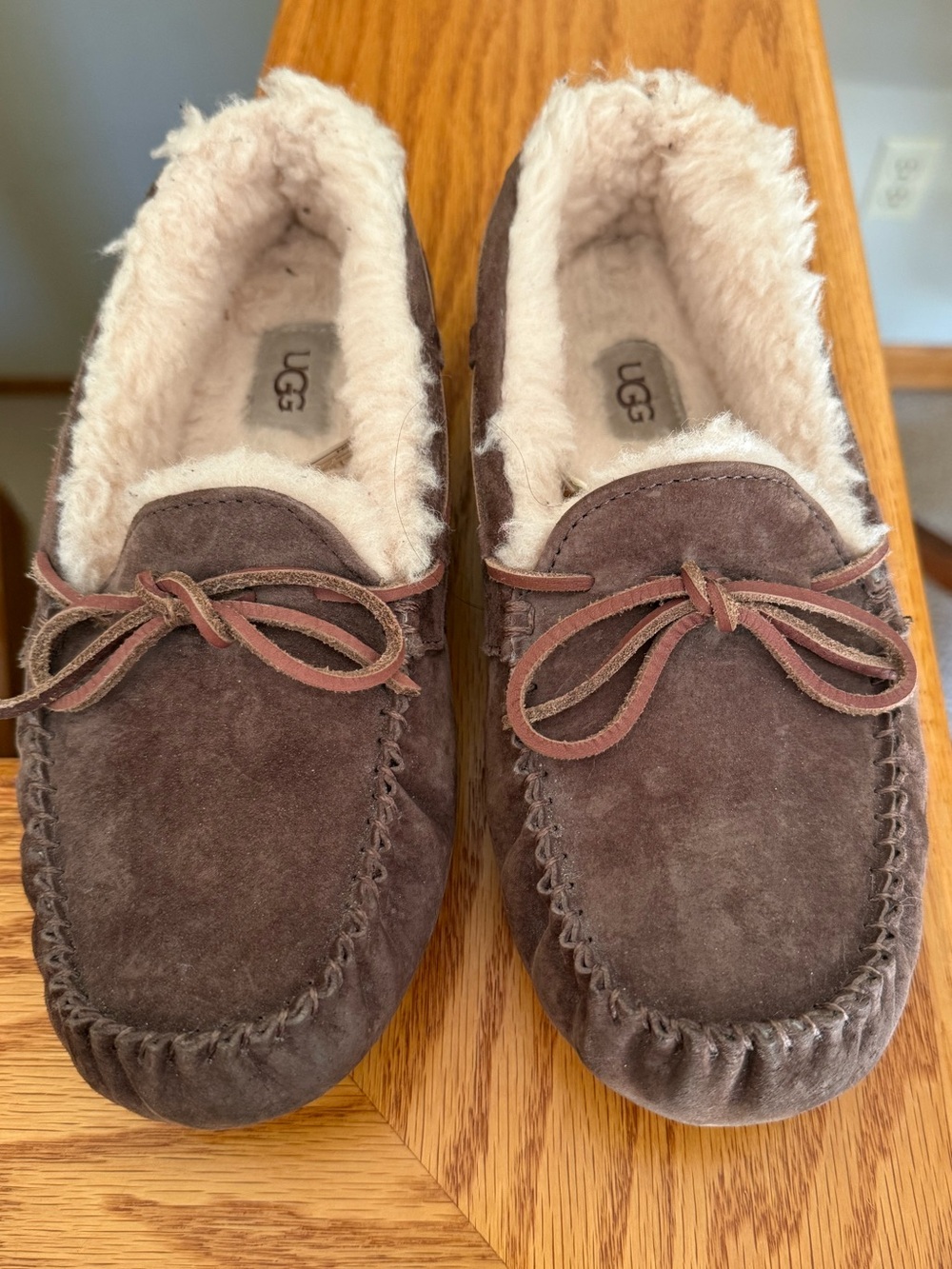 UGG women’s Chocolate Brown Suede Moccasin Slippers